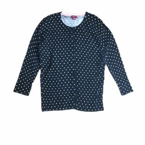 Merona Black w/white polka dot crew neck cardigan